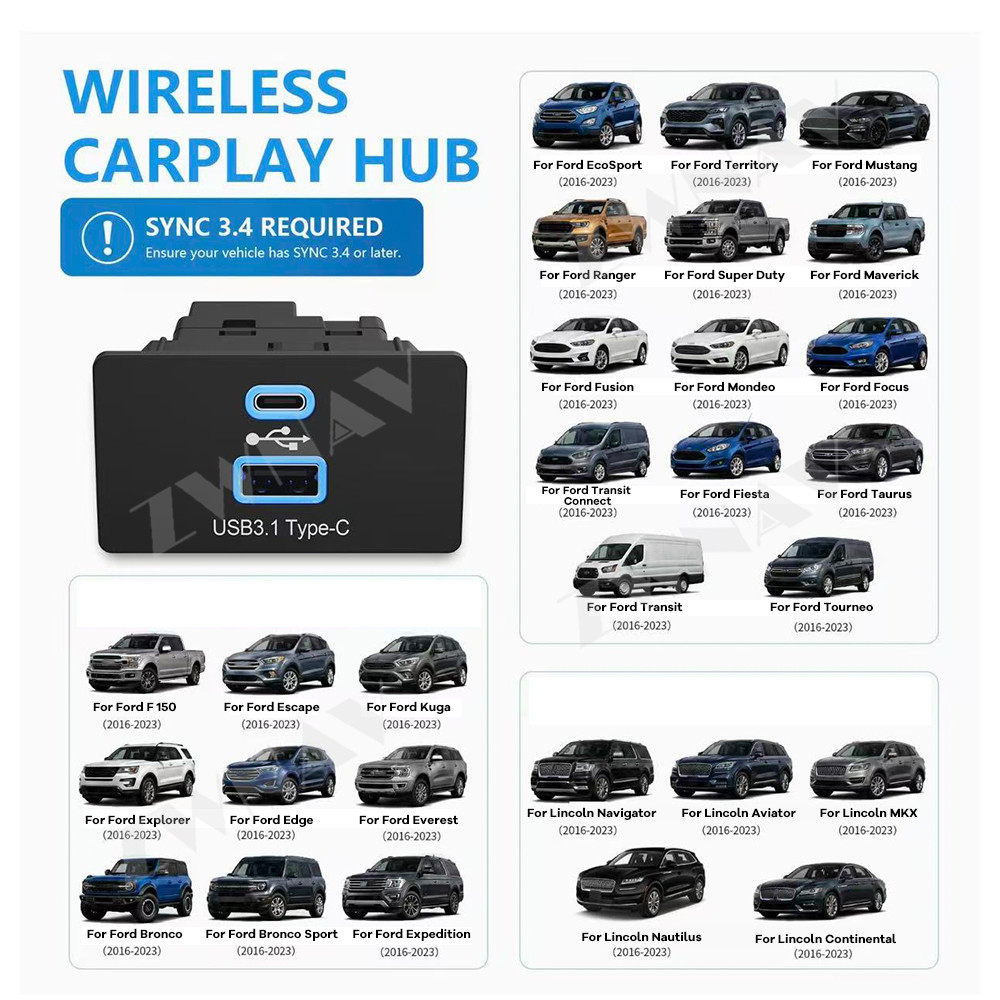 Usb Hub Type C - อะแดปเตอร์ Wireless CarPlay Android Auto สำหรับ