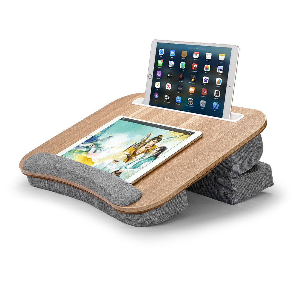 Tablet Lap Desk - โต๊ะวางแล็ปท็อปอเนกประสงค์ ปรับความสูงได้ สำหรับแล็ปท็อป แท็บเล็ต และโทรศัพท์มือถือ พร้อมเบาะรองนั่งและช่องเก็บของขนาด