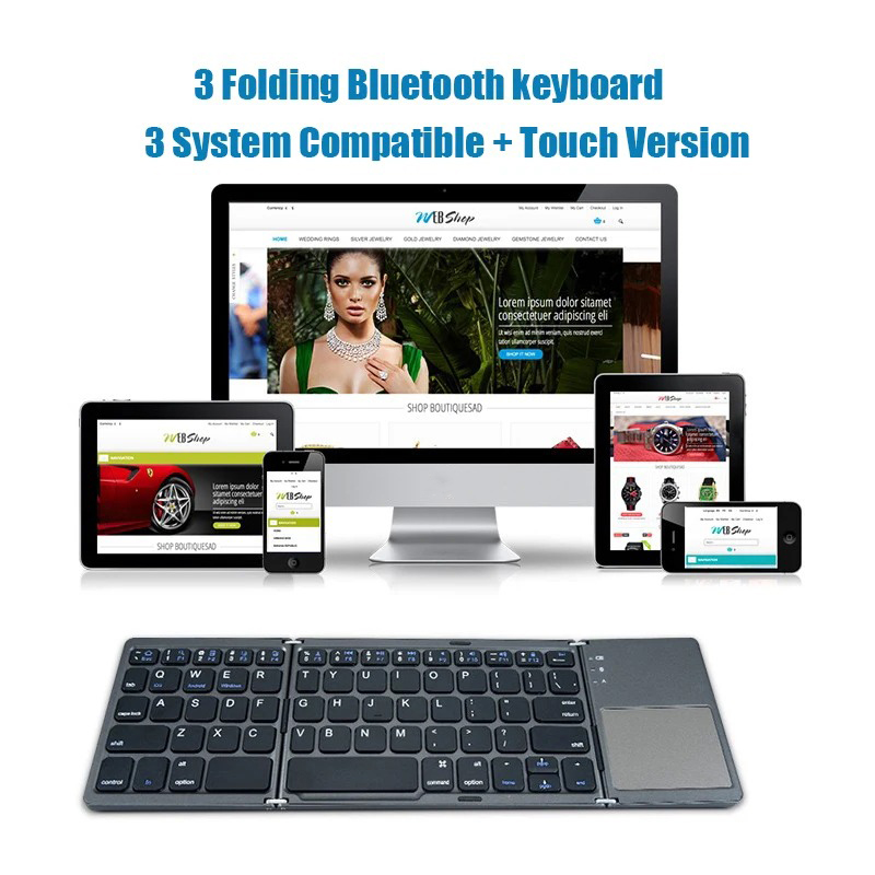 คีย์บอร์ดบลูทูธแบบพับสามทบ KEB - Android Tablet Gaming Accessories บทวิจารณ์และราคา